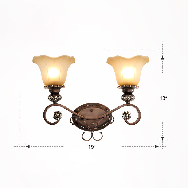 Beige glazen schaduw wandlamp landelijke eetkamer muur sconce met schuifarm in koffie