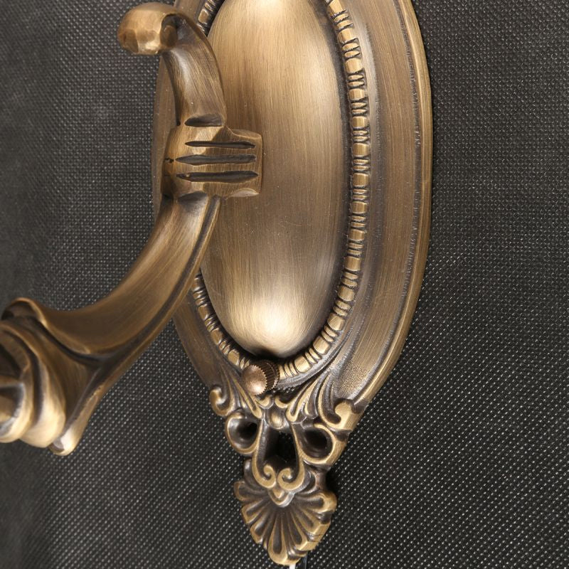 Retro Bell Wall Mounted Lamp 1-Bulb Ivory Glass Sconce Light Fixture in Bronze for Aisle