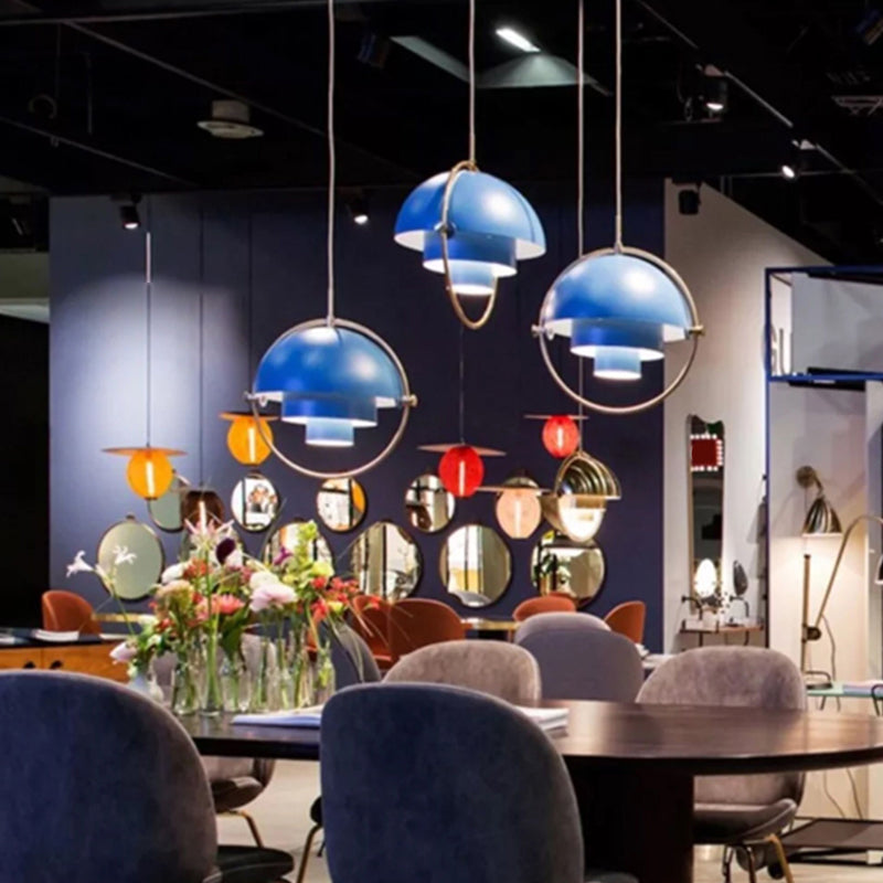 Mobile Hemispherical Pendant Lamp Creative Designer Metal Single Dining Room Ceiling Light