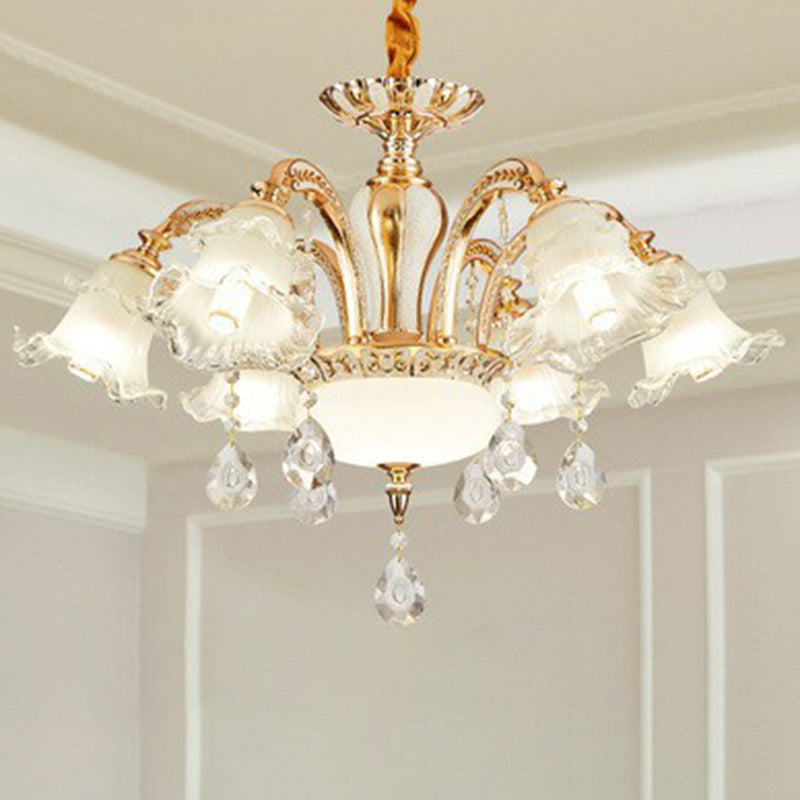 Ruffed hangend licht overgangs met kroonluchter van berijmden plafond voor woonkamer