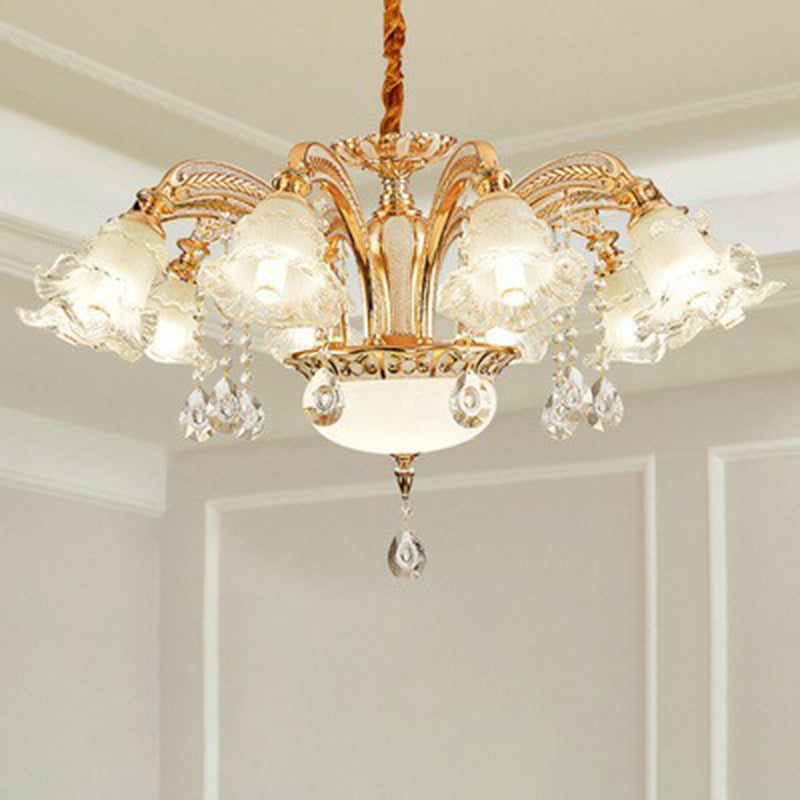 Ruffed hangend licht overgangs met kroonluchter van berijmden plafond voor woonkamer
