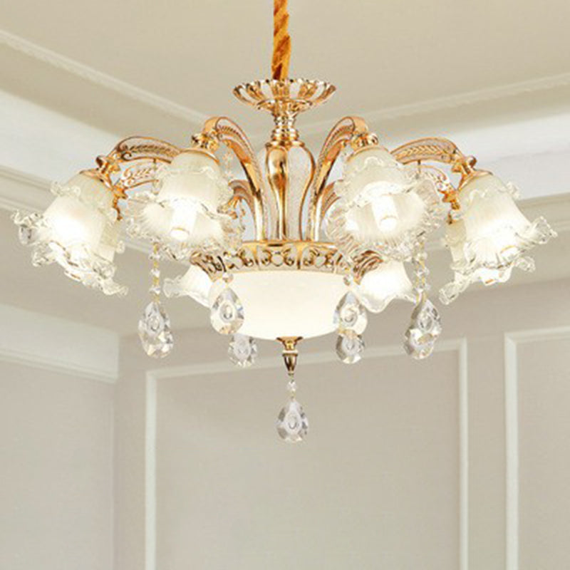 Ruffed hangend licht overgangs met kroonluchter van berijmden plafond voor woonkamer
