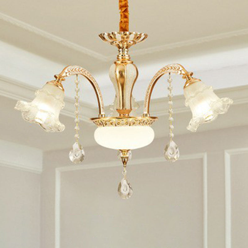 Ruffed hangend licht overgangs met kroonluchter van berijmden plafond voor woonkamer