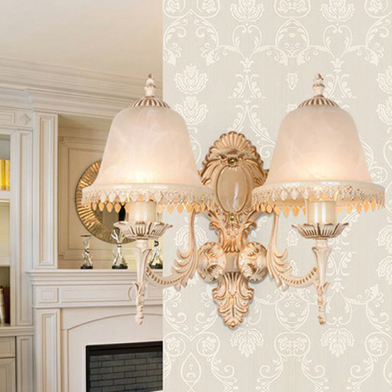 Frosted Glass Shaded Wall Lamp Country Style Hallway Wall Sconce Lighting Fixture