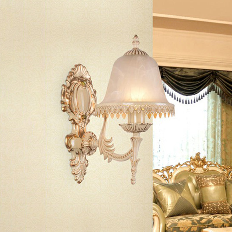 Frosted Glass Shaded Wall Lamp Country Style Hallway Wall Sconce Lighting Fixture