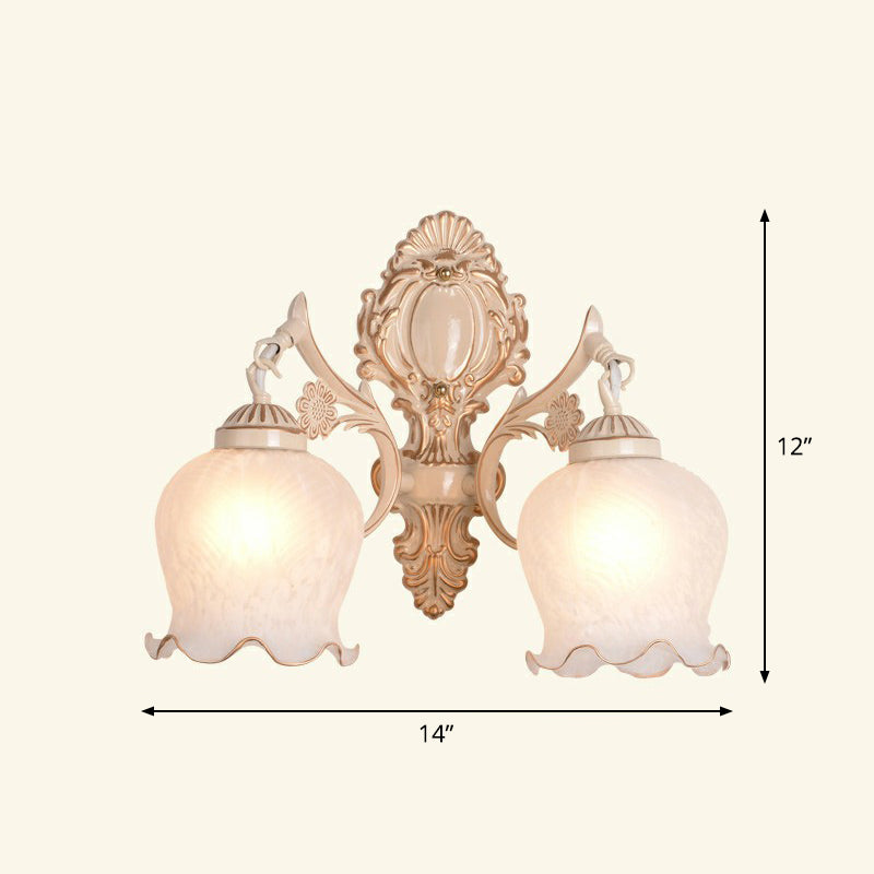 Frosted Glass Shaded Wall Lamp Country Style Hallway Wall Sconce Lighting Fixture