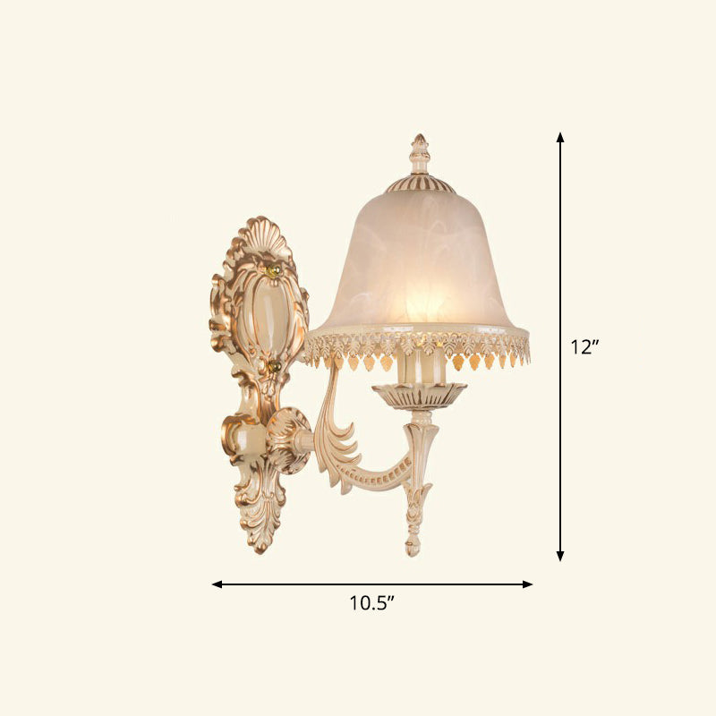 Frosted Glass Shaded Wall Lamp Country Style Hallway Wall Sconce Lighting Fixture