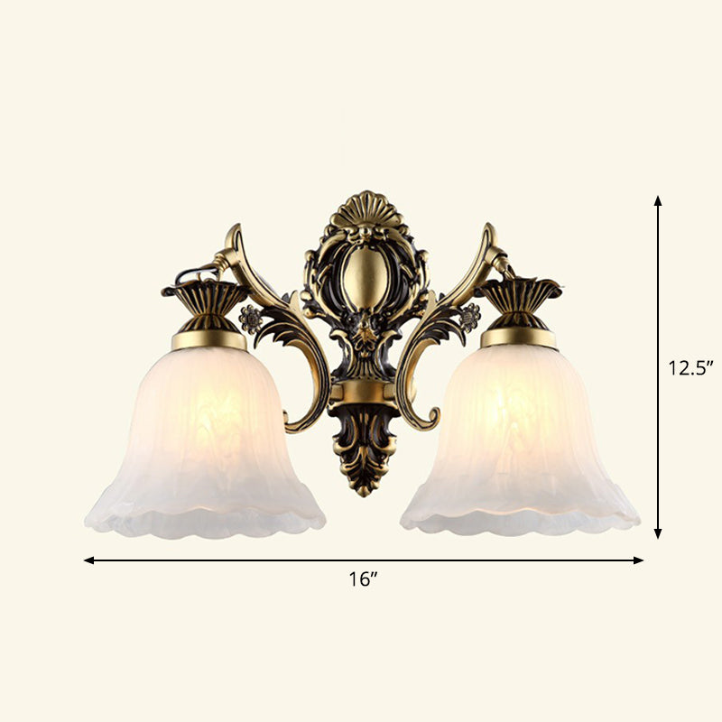 Frosted Glass Shaded Wall Lamp Country Style Hallway Wall Sconce Lighting Fixture