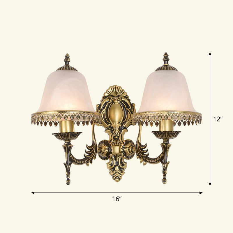 Frosted Glass Shaded Wall Lamp Country Style Hallway Wall Sconce Lighting Fixture