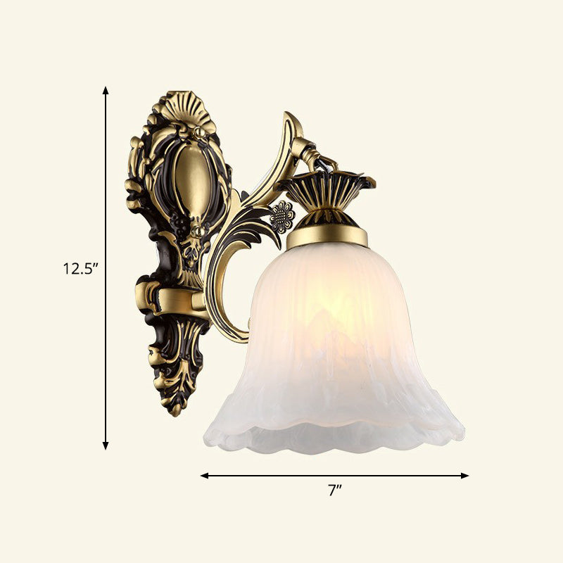 Frosted Glass Shaded Wall Lamp Country Style Hallway Wall Sconce Lighting Fixture