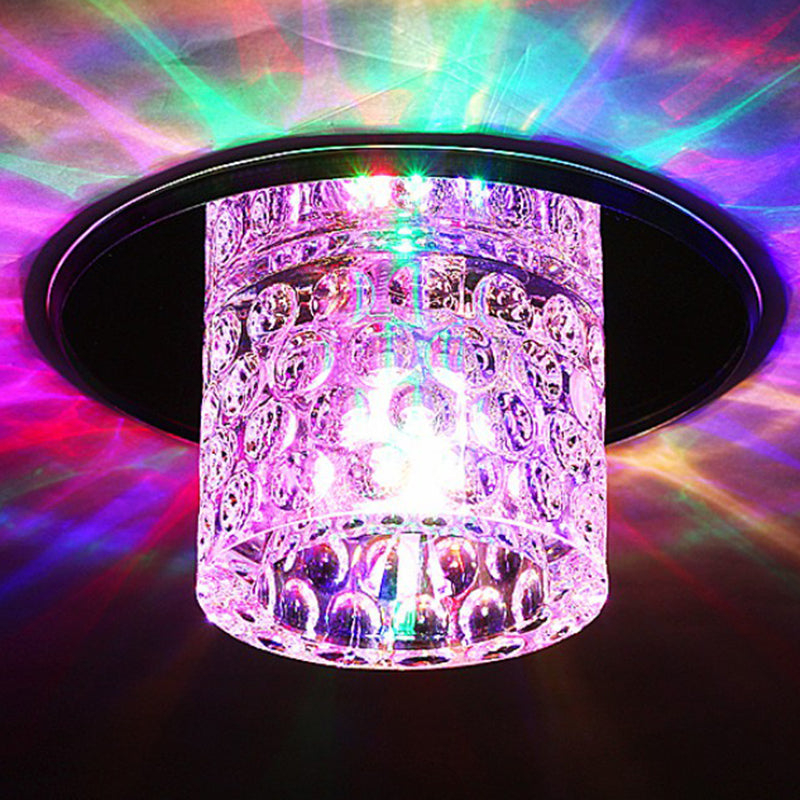Lampe de plafond encastrée LED cylindrique dimpled Crystal Clear Flush Light pour couloir simple