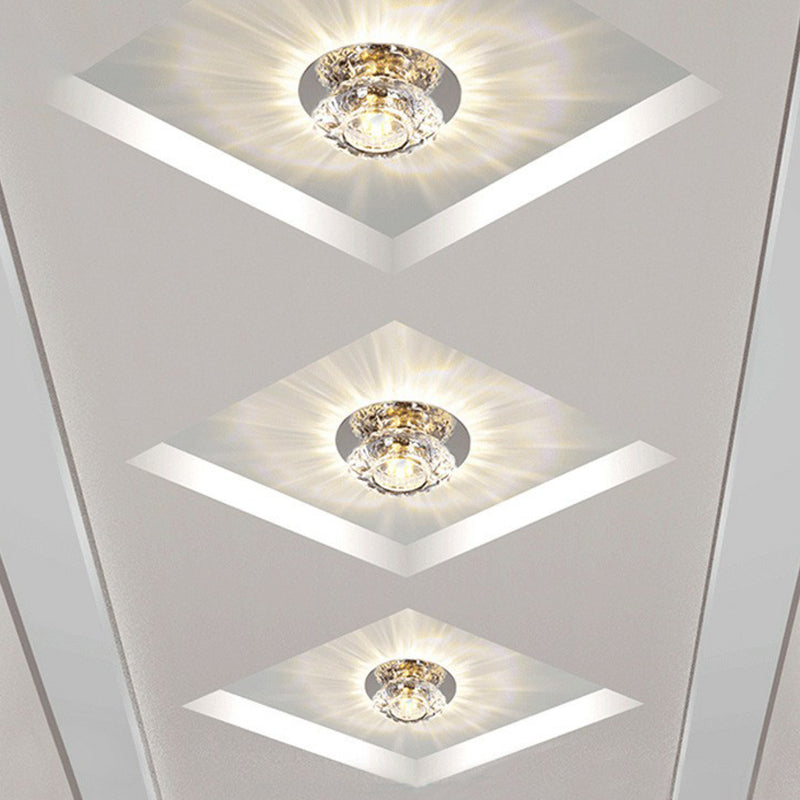 Tour Mini Ceiling Flush Mount Simple Clear Crystal Entryway LED Flush Light Fixture