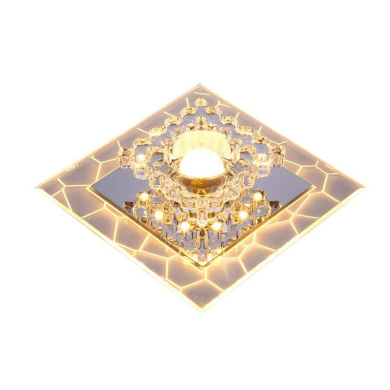 Clear Square Flush Mount Fixture Modern Style Crystal LED Ceiling Lighting for Foyer