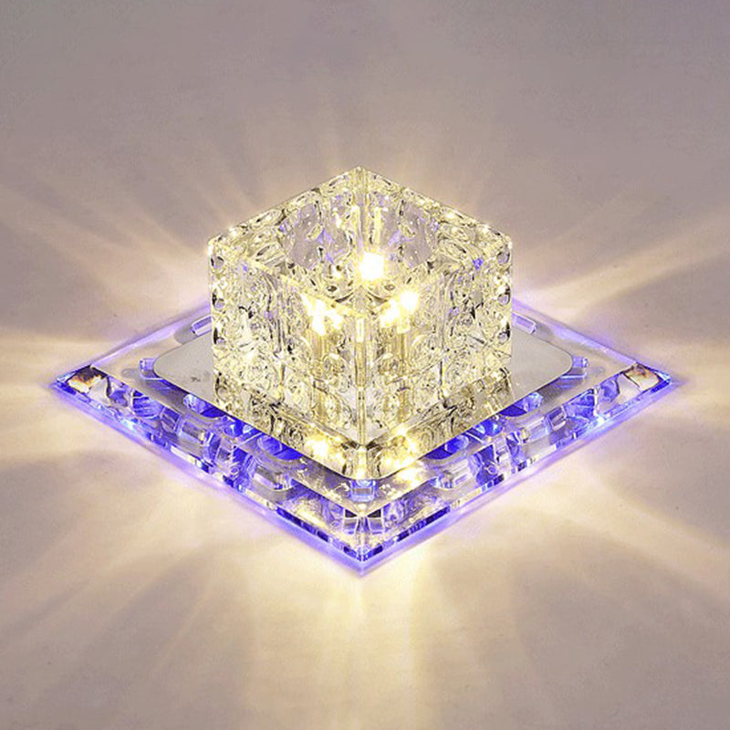 Cubic Corridor Flushmount Light Clear Crystal Modern Surface Mounted Led Ceiling Light
