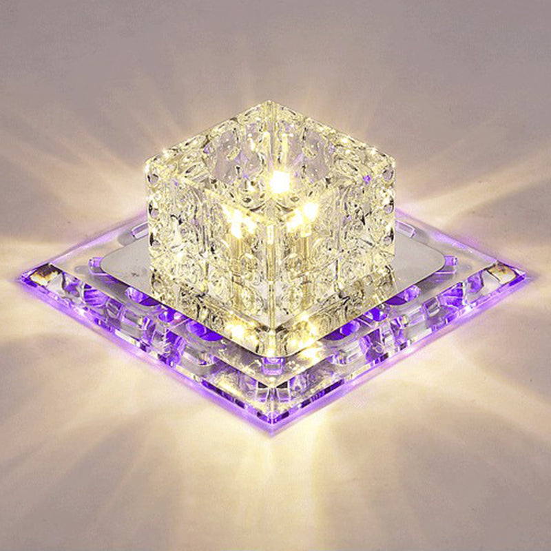 Cubic Corridor Flushmount Light Clear Crystal Modern Surface Mounted Led Ceiling Light