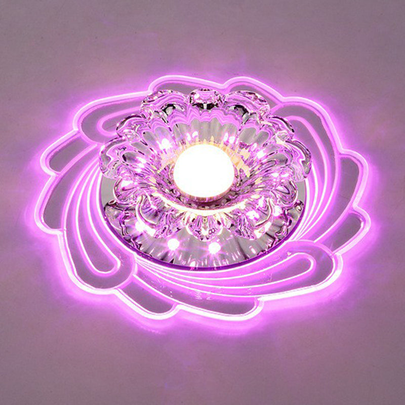 Crystal Flower encastré luminaire le plus minimaliste transparent LED couloir plafonnier fixations
