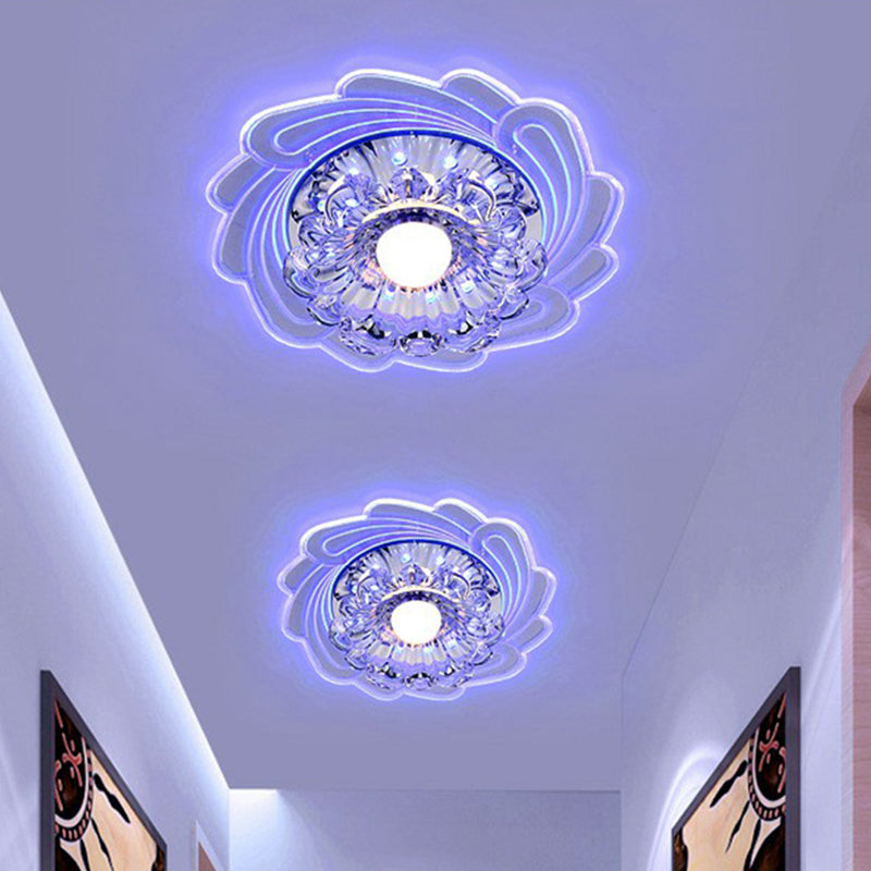 Crystal Flower encastré luminaire le plus minimaliste transparent LED couloir plafonnier fixations