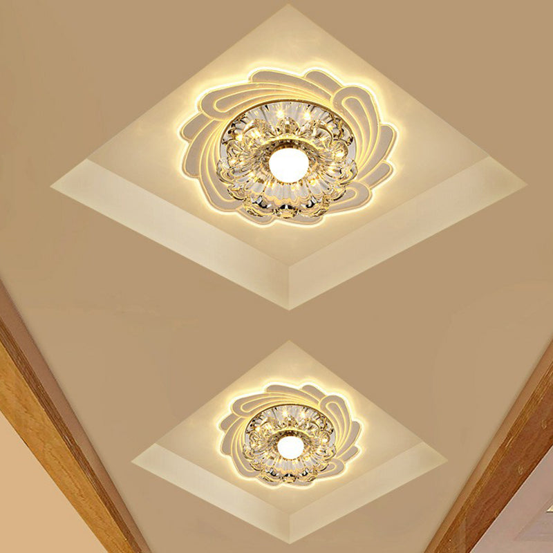Crystal Flower encastré luminaire le plus minimaliste transparent LED couloir plafonnier fixations