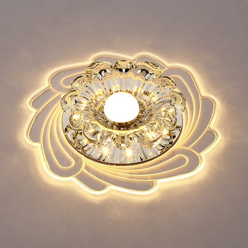 Crystal Flower encastré luminaire le plus minimaliste transparent LED couloir plafonnier fixations