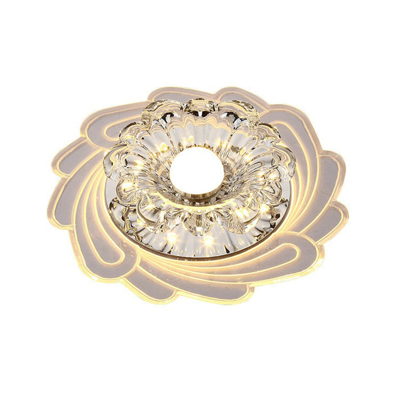 Crystal Flower encastré luminaire le plus minimaliste transparent LED couloir plafonnier fixations