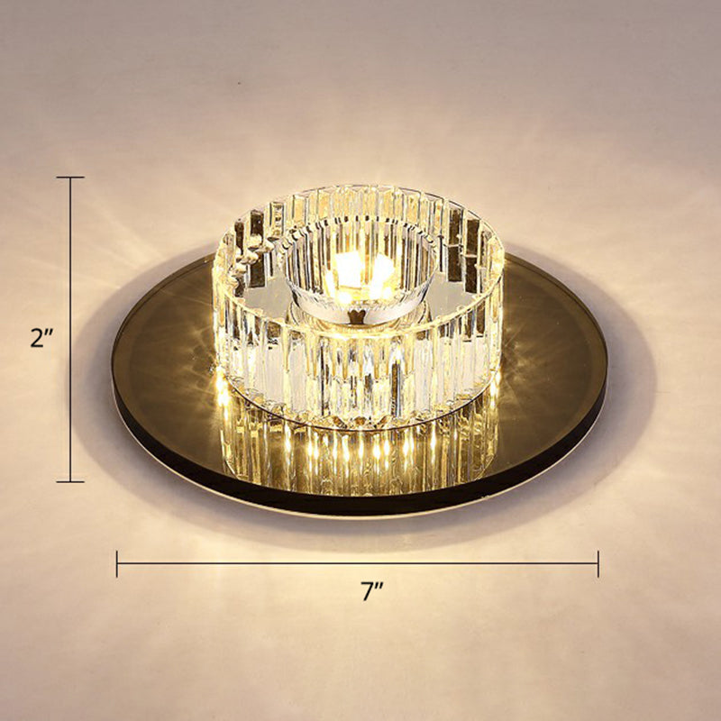 Contemporary Round Ceiling Flush Mount Crystal Corridor LED Flush Mount Lighting