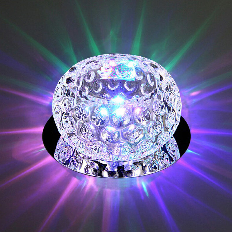 Luz montada en el techo de cúpula transparente Foco de montaje empotrado LED de cristal con hoyuelos simples para pasillo