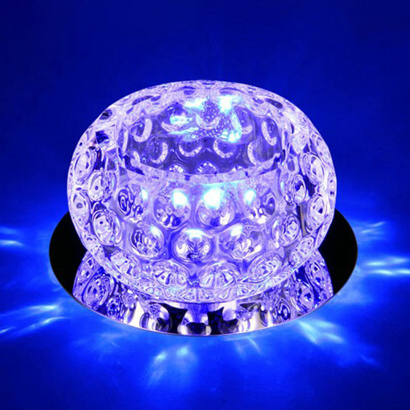 Clear Dome Ceiling Mounted Light Simple Dimpled Crystal LED Flush Mount Spotlight for Corridor