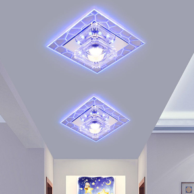 Prismatic Crystal Square Ceiling Lampe Minimalist Clear LED Flush Mount Lighting für Entryway