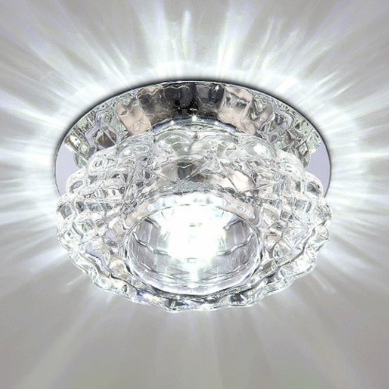 Floral Flush Ceiling Light Fixture Minimalist Clear Crystal Living Room Flush Mount Spotlight