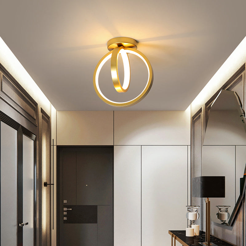 Circle Foyer-plafondinbouwlamp Metallic minimalistische LED-semi-inbouwverlichting