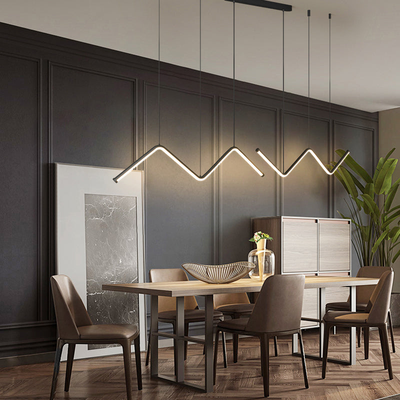 W Shaped Pendant Light Fixture Artistic Metal LED Hanging Island Light for Dining Room