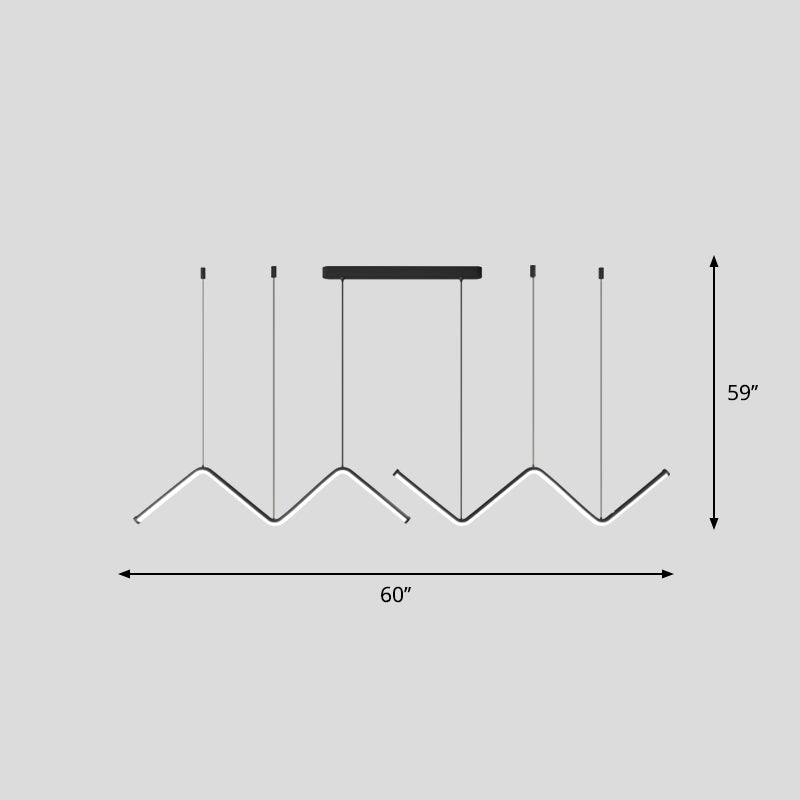 W Shaped Pendant Light Fixture Artistic Metal LED Hanging Island Light for Dining Room