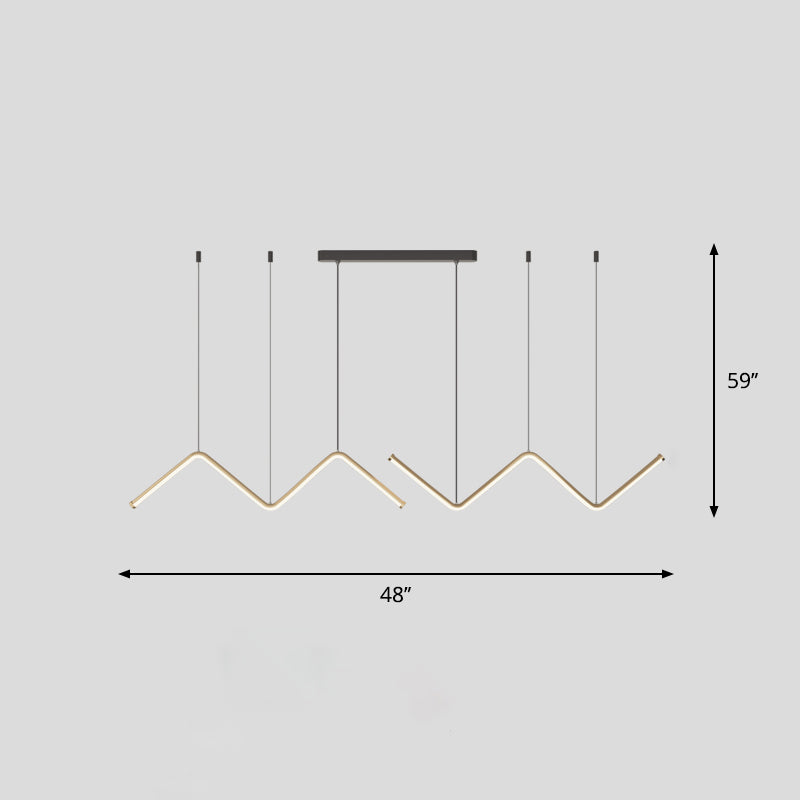 W Shaped Pendant Light Fixture Artistic Metal LED Hanging Island Light for Dining Room