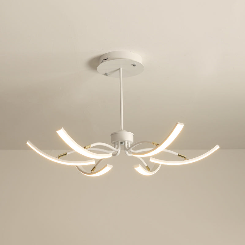 White Floral Chandelier Light Minimalistic Metal LED Ceiling Suspension Lamp for Living Room