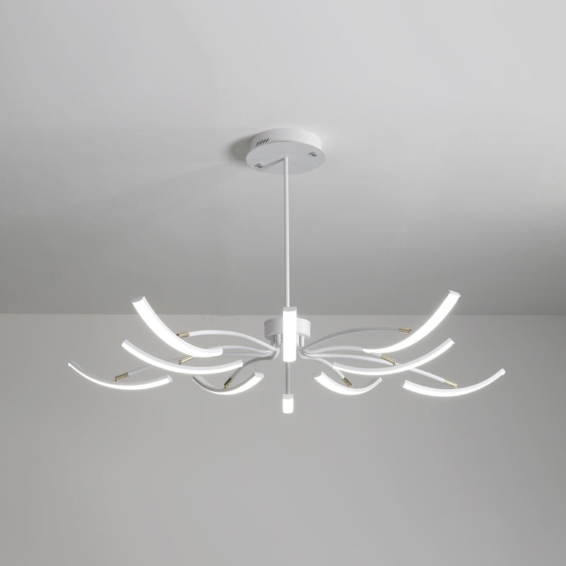White Floral Chandelier Light Minimalistic Metal LED Ceiling Suspension Lamp for Living Room
