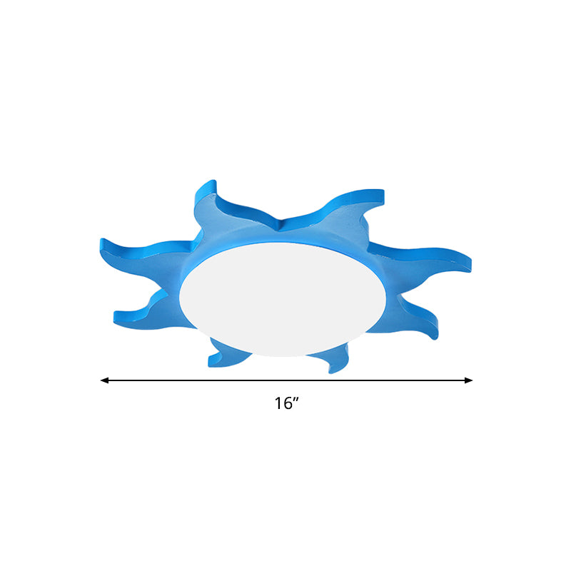 Luz de techo empotrada en forma de sol, luz de techo acrílica de madera de dibujos animados para jardín de infantes