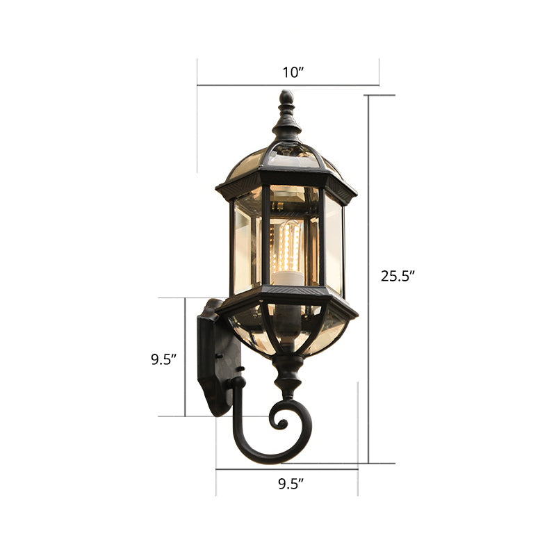 Classic Birdcage Shaped Wall Lamp Single-Bulb Clear Glass Sconce Light Fixture for Garden