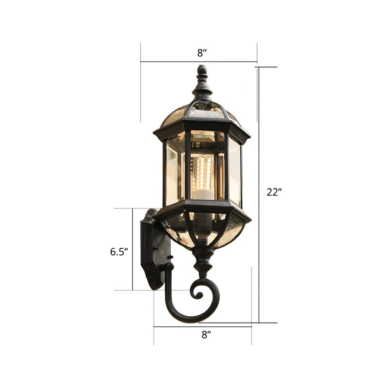 Classic Birdcage Shaped Wall Lamp Single-Bulb Clear Glass Sconce Light Fixture for Garden