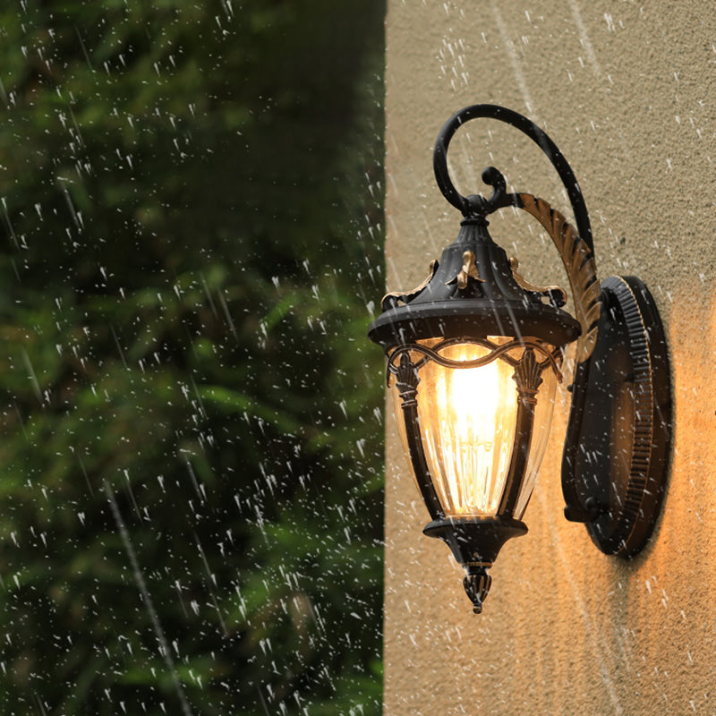 Teardrop Shaped Patio Wall Light Retro Clear Glass 1 Head Wall Mount Lighting Fixture