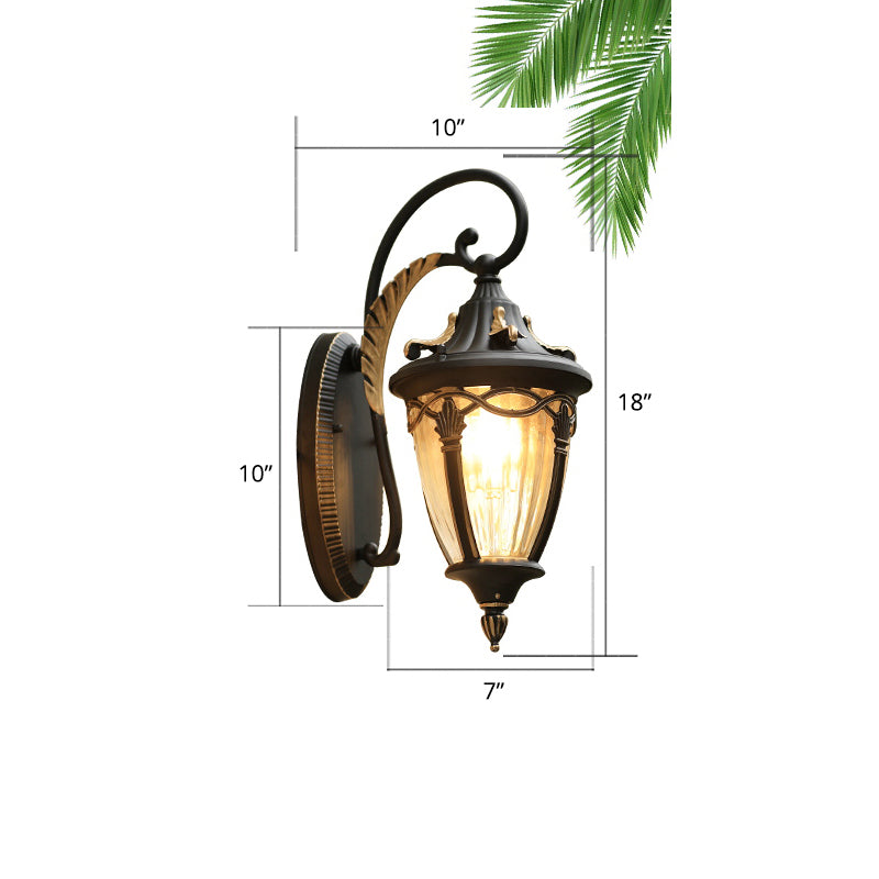 Teardrop Shaped Patio Wall Light Retro Clear Glass 1 Head Wall Mount Lighting Fixture