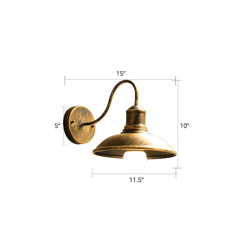 Barn Shade Outdoor Wall Lamp Industrial Metal 1 Bulb Gooseneck Wall Light Fixture