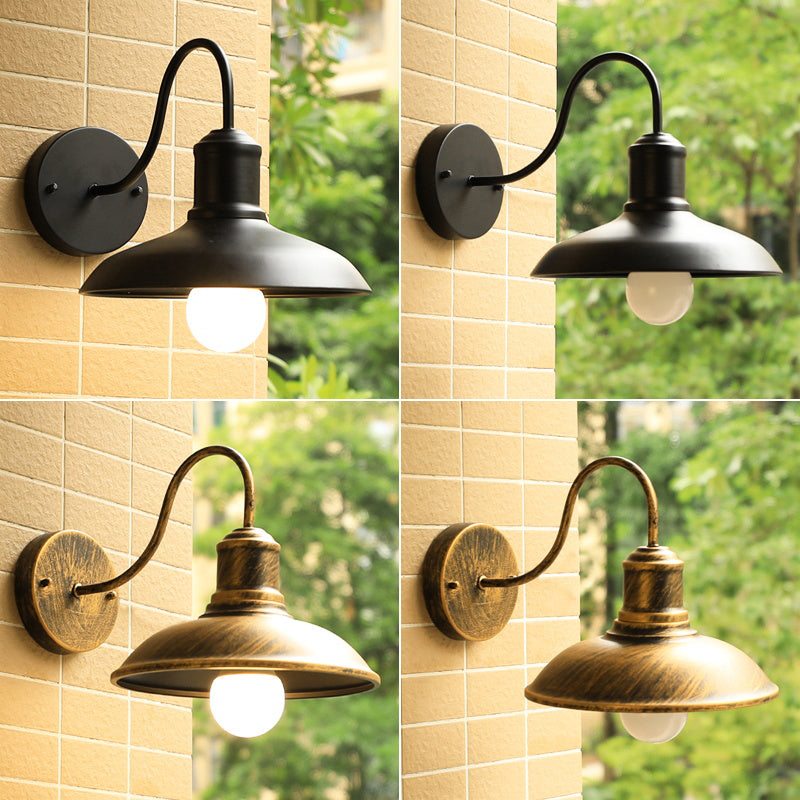 Barn Shade Outdoor Wall Lamp Industrial Metal 1 Bulb Gooseneck Wall Light Fixture
