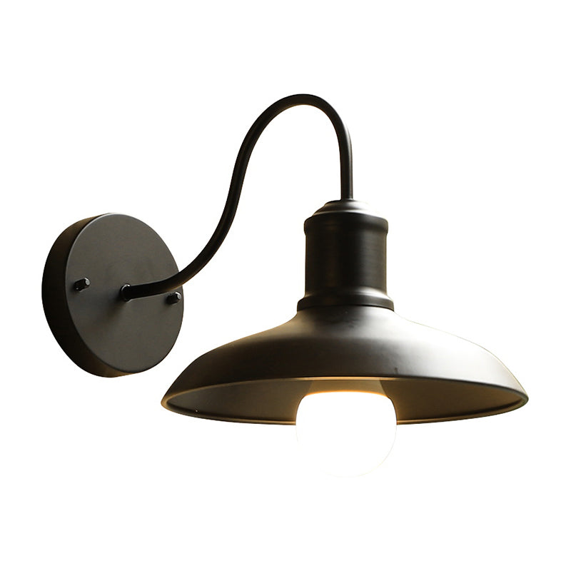 Barn Shade Outdoor Wall Lamp Industrial Metal 1 Bulb Gooseneck Wall Light Fixture