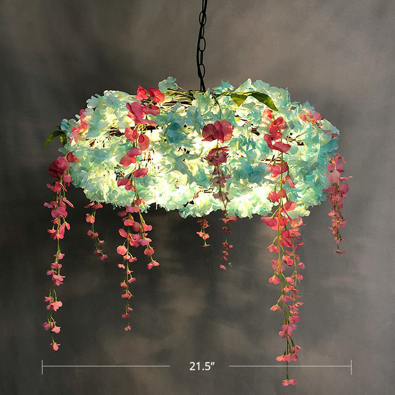 3-Bulb Runde hängende Lampen-Dachboden-Metall-Pendelleuchte mit falschen Blumen für das Restaurant