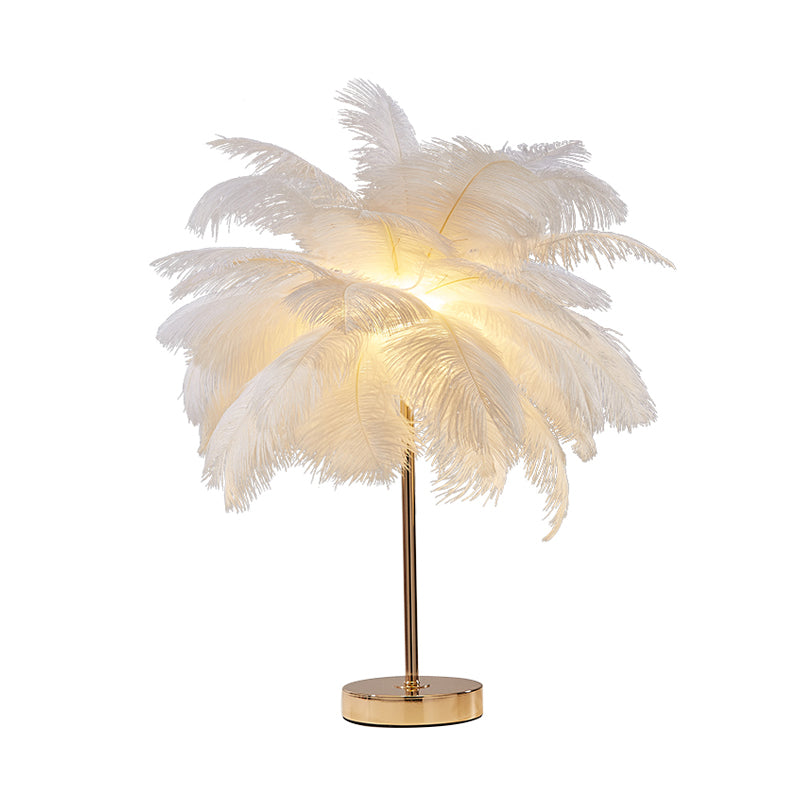 Coconut Tree Shaped Night Light Decorative Feather 1 Head Living Room Accent Table Lamp