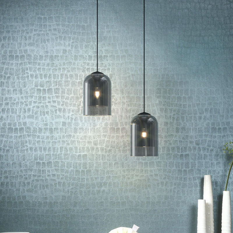 Dual Dome -Nacht -Pendel Lichtglas 1 Glühbirne Nordischer Anhängerleuchte