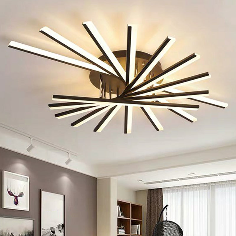 Acrylic Radial Semi Flush Ceiling Light Modernism LED Flush Mount Light for Living Room