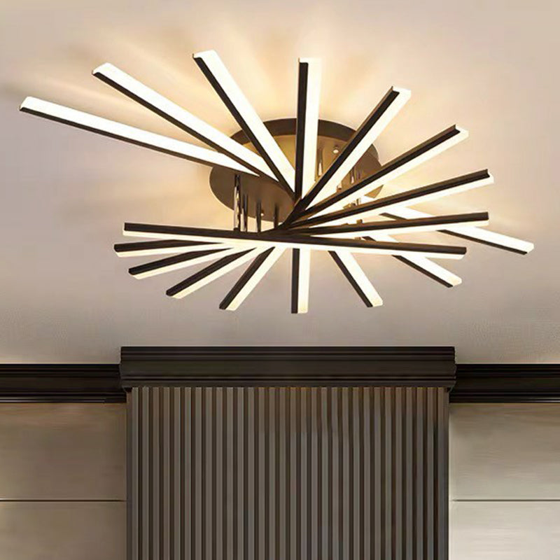 Acrylic Radial Semi Flush Ceiling Light Modernism LED Flush Mount Light for Living Room