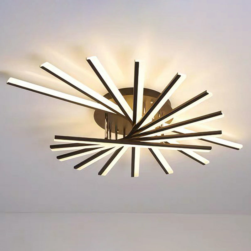 Acrylic Radial Semi Flush Ceiling Light Modernism LED Flush Mount Light for Living Room