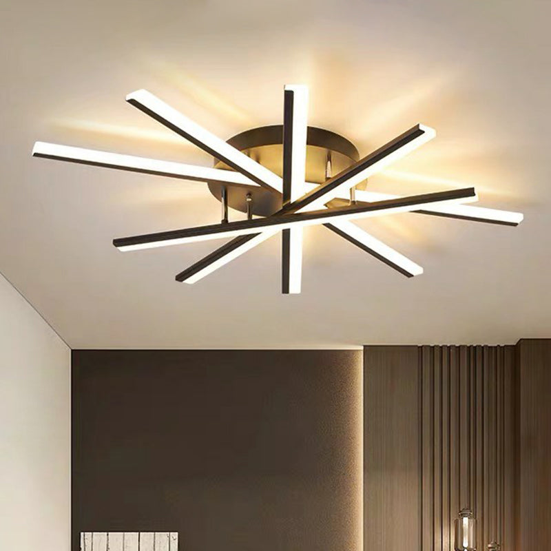 Acrylic Radial Semi Flush Ceiling Light Modernism LED Flush Mount Light for Living Room